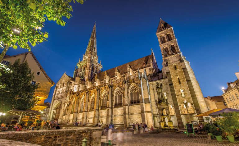 St. Lazare Cathedral at night- Autun Morvan Tourisme